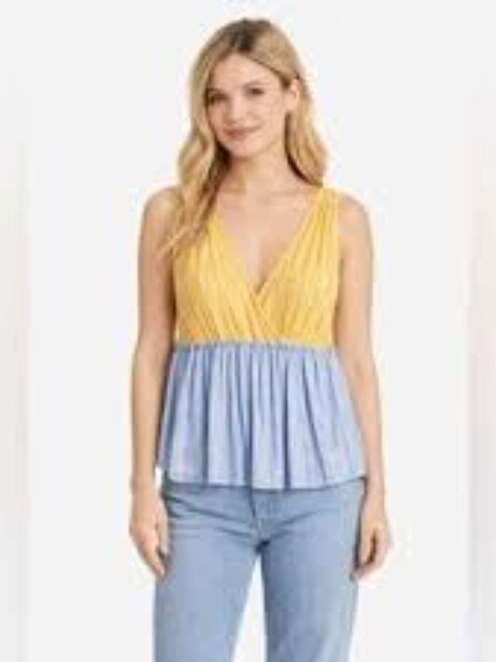BP Two-Tone Striped Tie-Back Camisole Yellow & Blue Size Size XL
